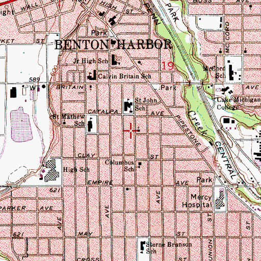 Topographic Map of Saint John and Bernard Parish, MI