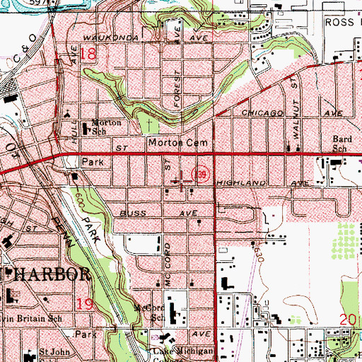 Topographic Map of Hopewell Baptist Church, MI