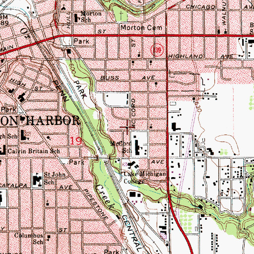 Topographic Map of Saint Paul Colored Methodist Episcopal Church, MI