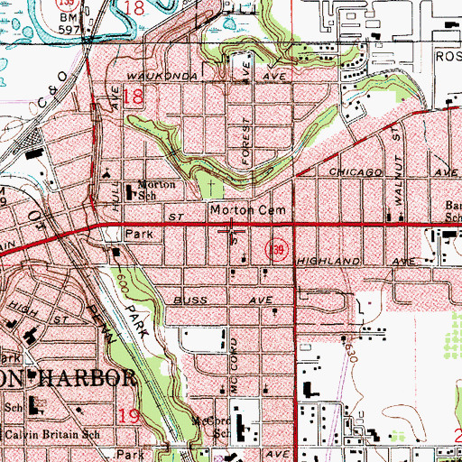 Topographic Map of Pleasant Grove Church, MI