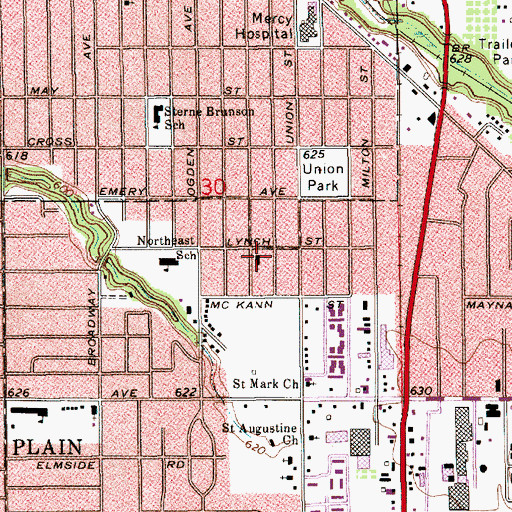 Topographic Map of Second Baptist Church, MI