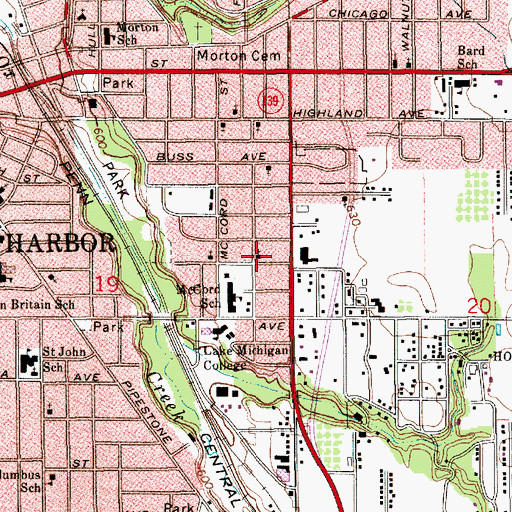 Topographic Map of Mount Zion Baptist Church, MI