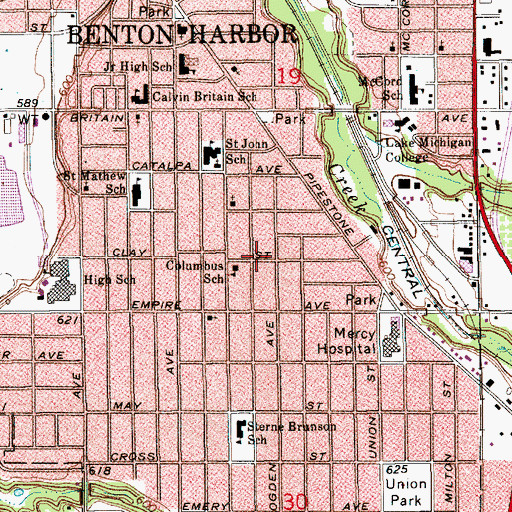 Topographic Map of Tabernacle Church of God, MI