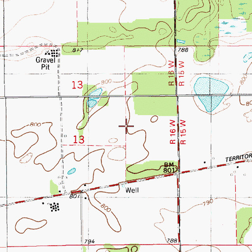 Topographic Map of Old Past Church of Christ, MI