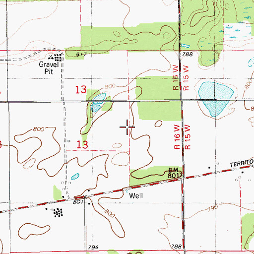 Topographic Map of Old Path Church of God in Christ, MI