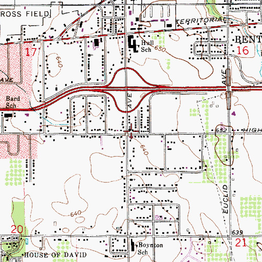 Topographic Map of Israelite Baptist Church, MI