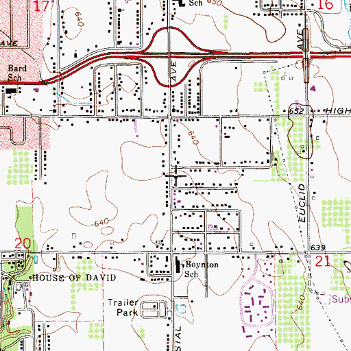 Topographic Map of New Paradise Baptist Church, MI
