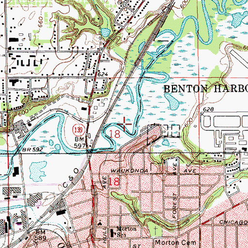 Topographic Map of Zion Temple Church of God in Christ, MI