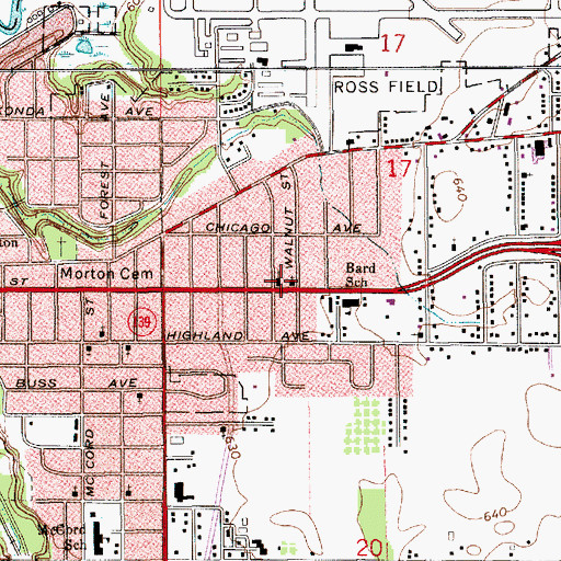 Topographic Map of Pilgrim Rest Baptist Church, MI