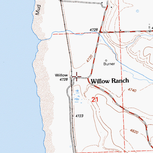 Topographic Map of Willow Ranch, CA