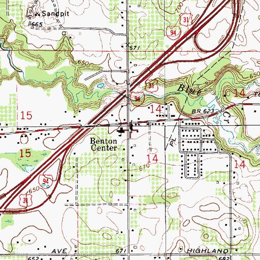Topographic Map of Calvary Bible Church, MI