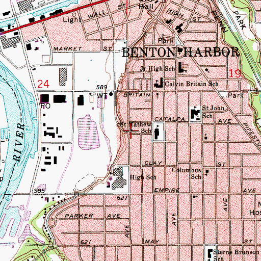 Topographic Map of Saint Matthews Lutheran Church, MI