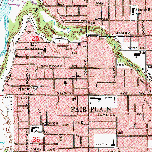 Topographic Map of First Church of Christ Scientist, MI