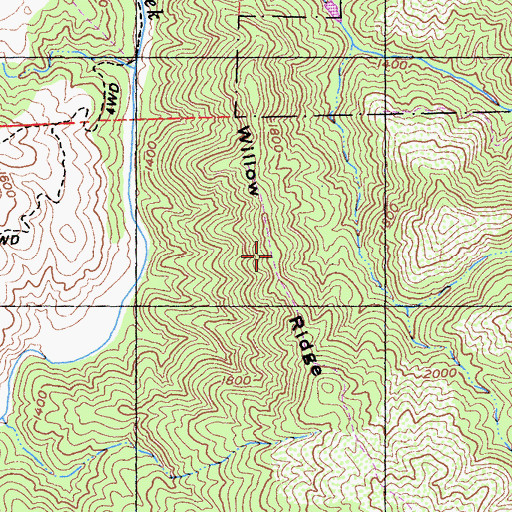 Topographic Map of Willow Ridge, CA