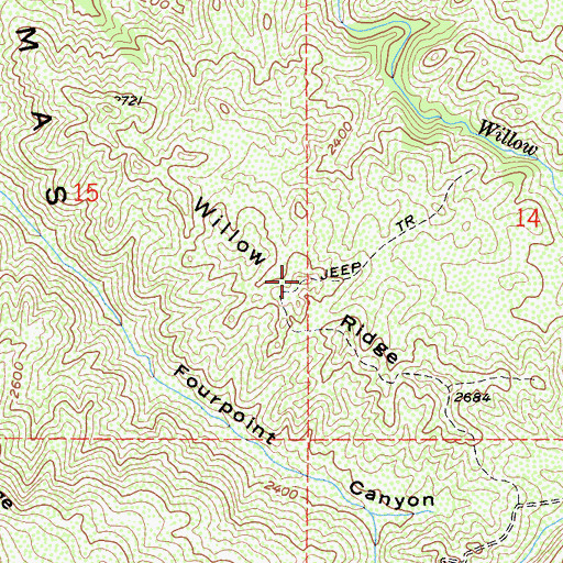 Topographic Map of Willow Ridge, CA