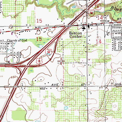 Topographic Map of Calvary's Lighthouse Church, MI
