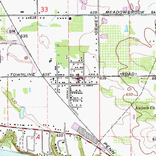 Topographic Map of New Bethel Baptist Church, MI