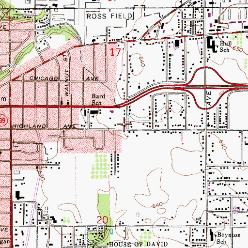 Topographic Map of Saint Paul Baptist Church, MI