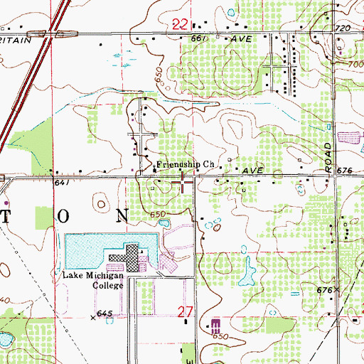 Topographic Map of Unity Bible Baptist Church, MI
