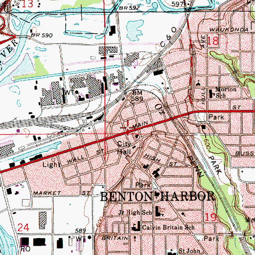 Topographic Map of Saint Peters Missionary Baptist Church, MI