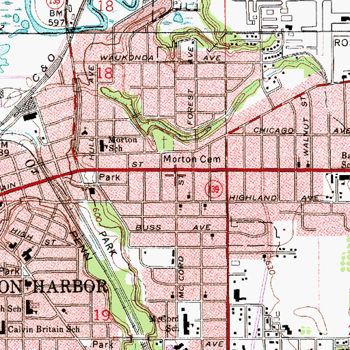 Topographic Map of Full Gospel Tabernacle Church, MI
