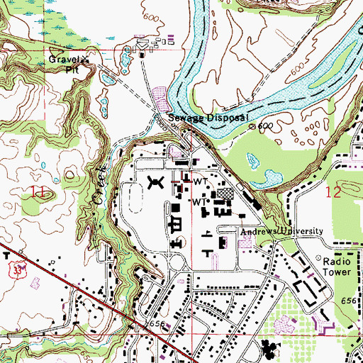 Topographic Map of Marsh Hall, MI