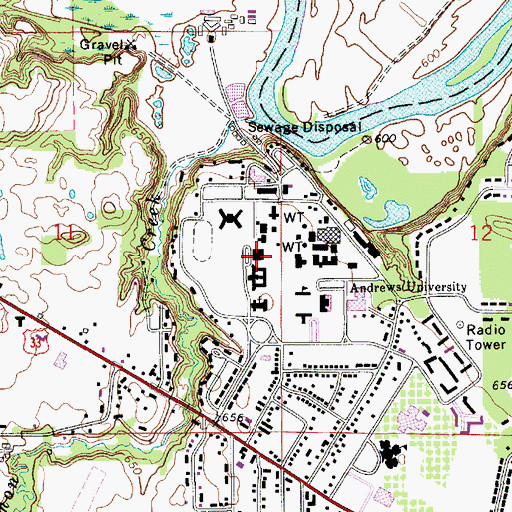 Topographic Map of Campus Center, MI