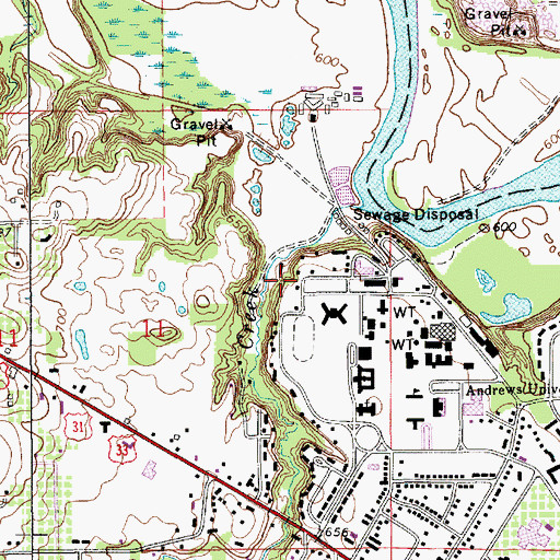 Topographic Map of Pathfinder Building, MI