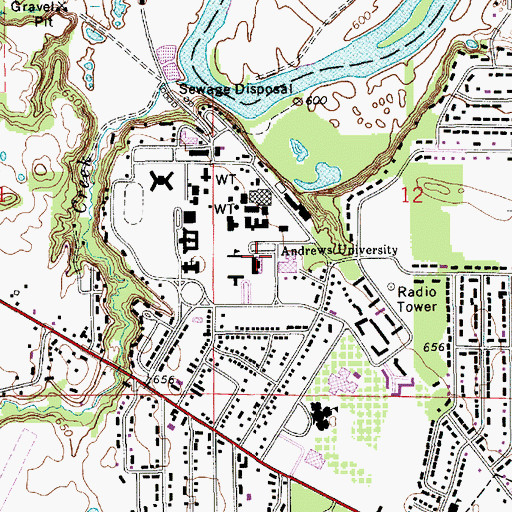 Topographic Map of James White Library, MI
