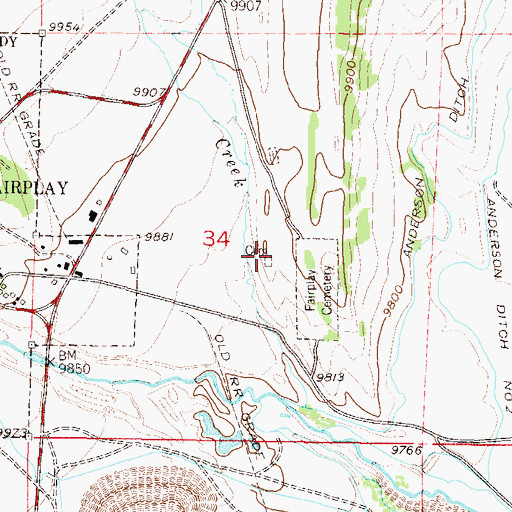 Topographic Map of Old Fairplay Cemetery, CO