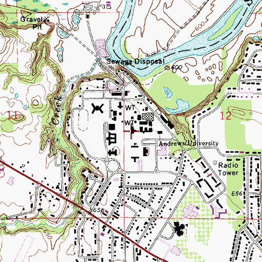 Topographic Map of Nethery Hall, MI