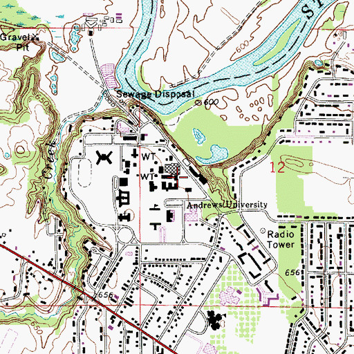 Topographic Map of Beaty Gym and Pool, MI
