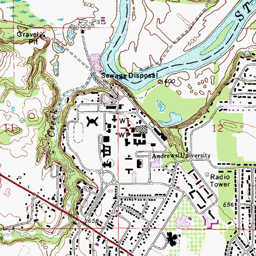 Topographic Map of Griggs Hall, MI