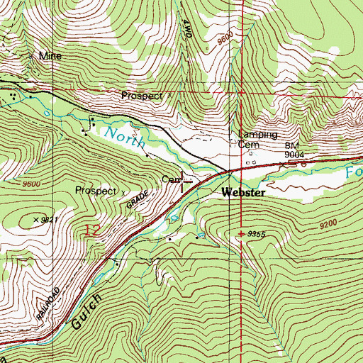 Topographic Map of Webster Cemetery, CO