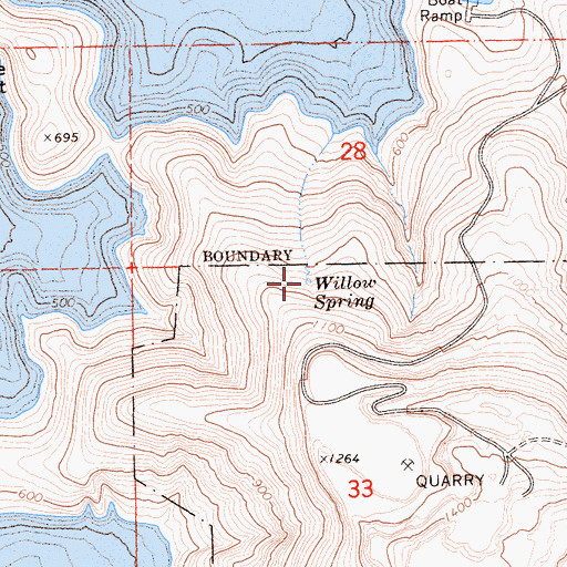 Topographic Map of Willow Spring, CA