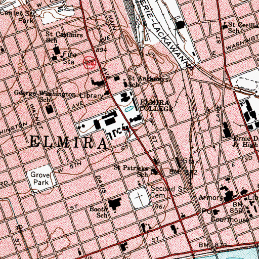 Topographic Map of McGraw Hall, NY