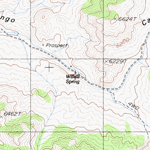 Topographic Map of Willow Spring, CA