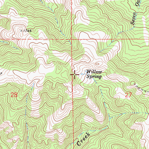 Topographic Map of Willow Spring, CA