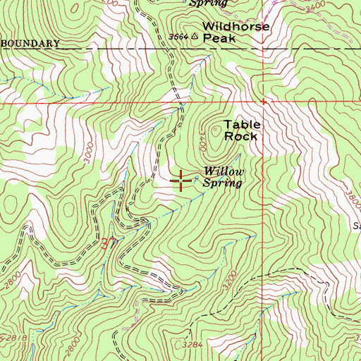 Topographic Map of Willow Spring, CA