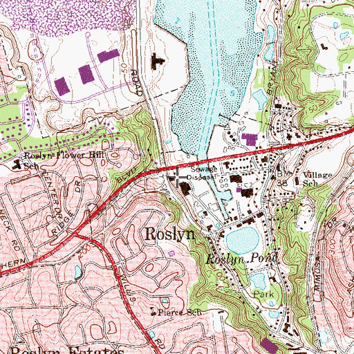 Topographic Map of Roslyn Water District Pumping Station, NY