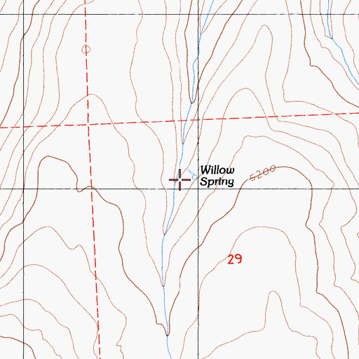 Topographic Map of Willow Spring, CA