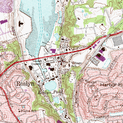 Topographic Map of Roslyn Police Station, NY