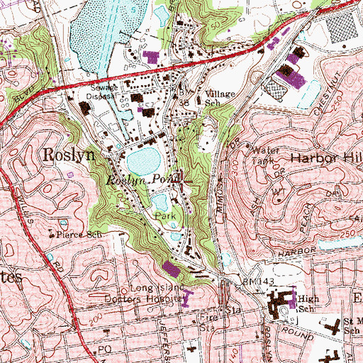 Topographic Map of Bryant Library, NY