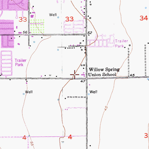 Topographic Map of Willow Spring Elementary School, CA