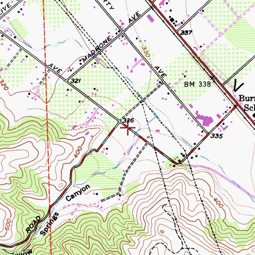 Topographic Map of Willow Springs Canyon, CA
