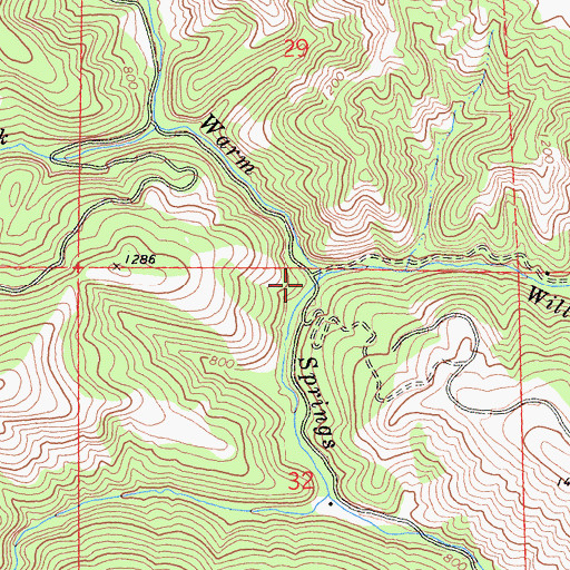 Topographic Map of Willow Springs Creek, CA