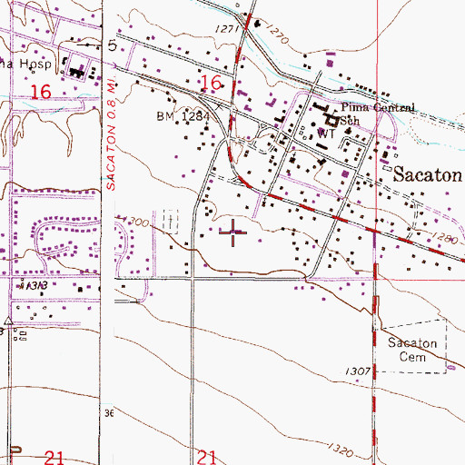 Topographic Map of Sacaton Fairgrounds, AZ