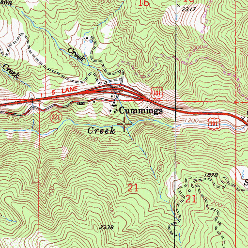 Topographic Map of Wilson Creek, CA