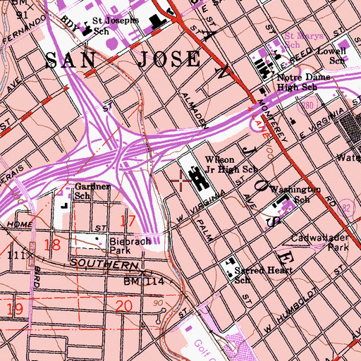 Topographic Map of Rocketship Mateo Sheedy Elementary School, CA
