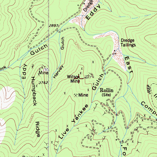 Topographic Map of Wilson Mine, CA